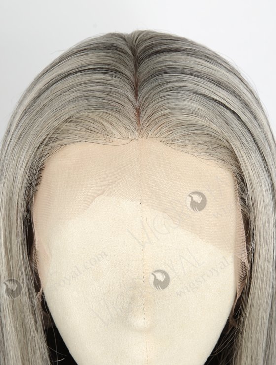 Grey Color 16'' European Virgin Straight Silk Top Full Lace Wig WR-ST-054-21136