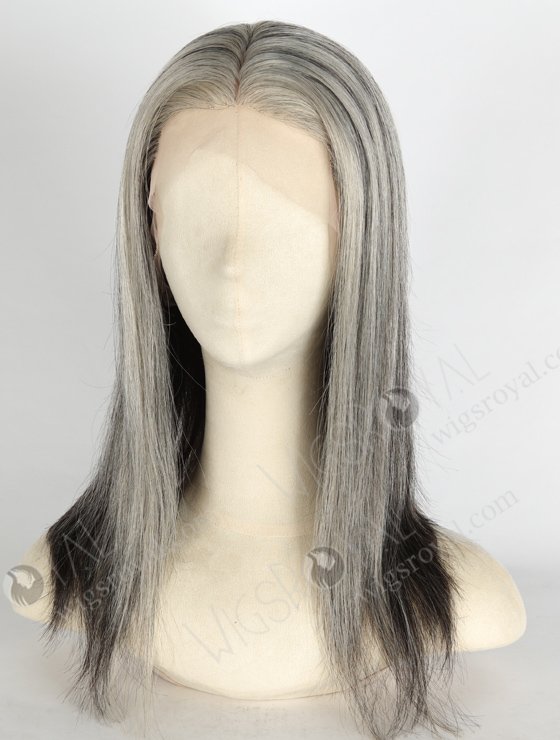 Grey Color 16'' European Virgin Straight Silk Top Full Lace Wig WR-ST-054-21135