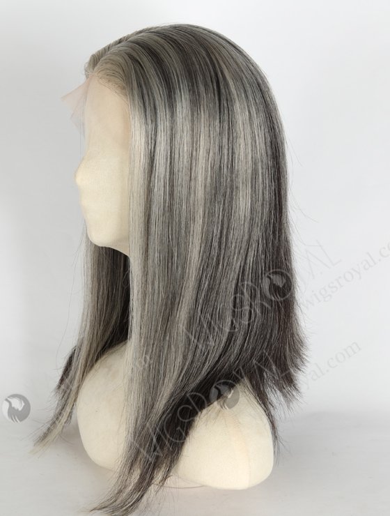 Grey Color 16'' European Virgin Straight Silk Top Full Lace Wig WR-ST-054-21137