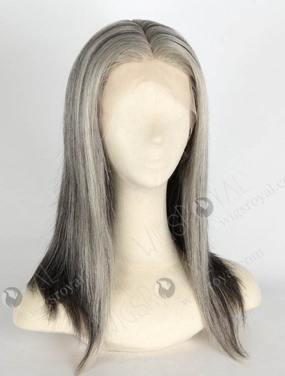 Grey Color 16'' European Virgin Straight Silk Top Full Lace Wig WR-ST-054-21140