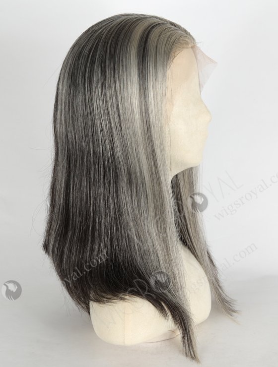 Grey Color 16'' European Virgin Straight Silk Top Full Lace Wig WR-ST-054-21139