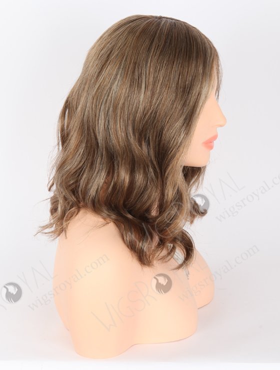 In Stock European Virgin Hair 14" Slight Wave base 60#/10#/2#, roots 3# Color Monofilament Top Glueless Wig GLM-08004-22294