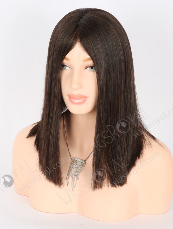 In Stock European Virgin Hair 14" Straight Natural/6# Blended Color Monofilament Top Glueless Wig GLM-08001-22278