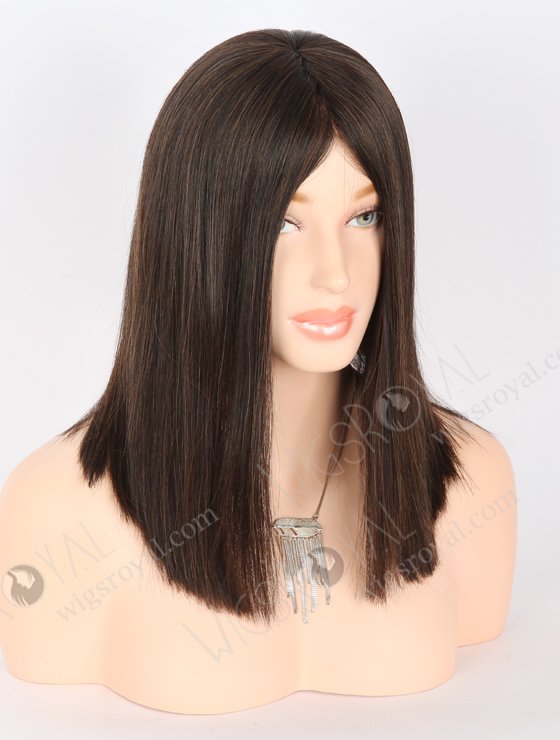In Stock European Virgin Hair 14" Straight Natural/6# Blended Color Monofilament Top Glueless Wig GLM-08001-22280