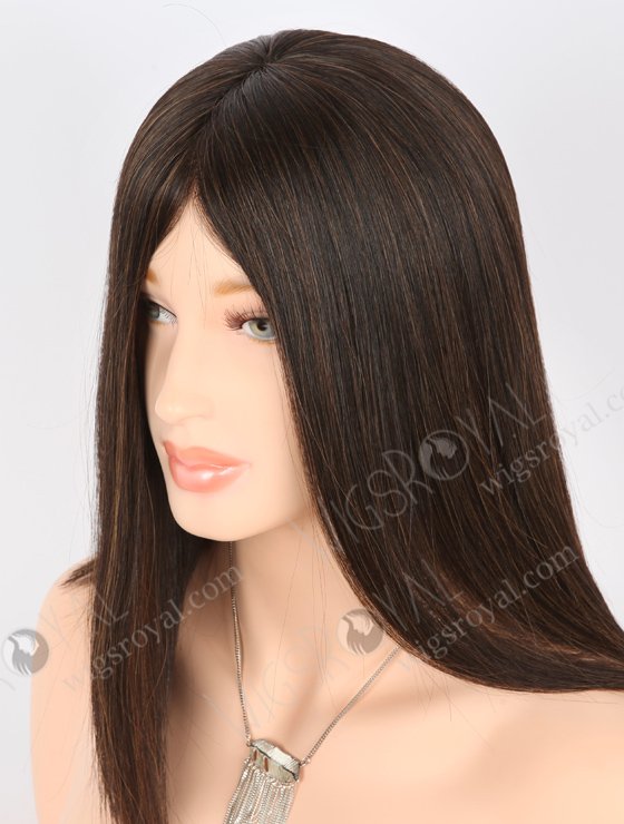 In Stock European Virgin Hair 14" Straight Natural/6# Blended Color Monofilament Top Glueless Wig GLM-08001-22283