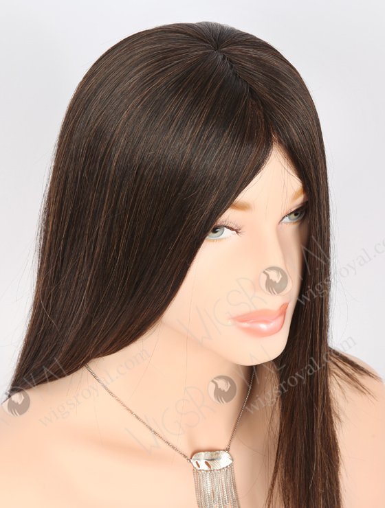 In Stock European Virgin Hair 14" Straight Natural/6# Blended Color Monofilament Top Glueless Wig GLM-08001-22285