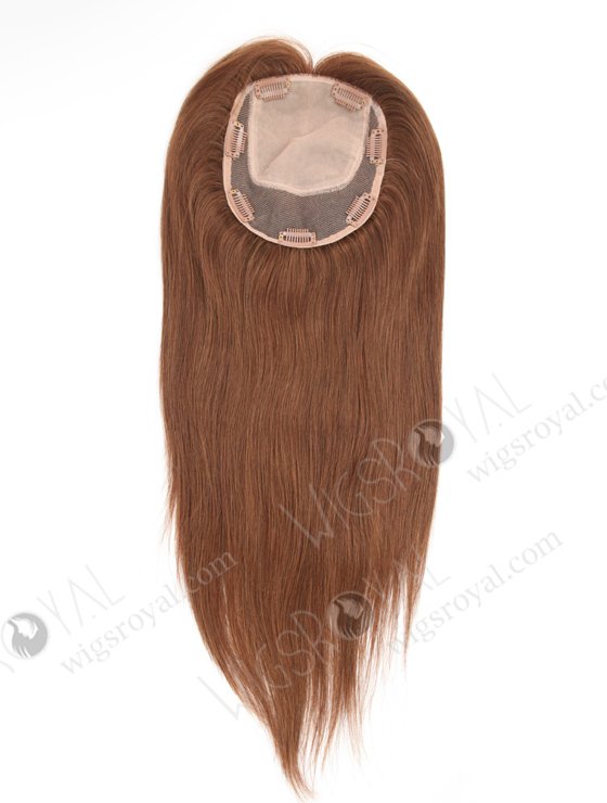 In Stock 5.5"*6.5" European Virgin Hair 16" Straight #4/6 Blended Color Silk Top Hair Topper-132-22926
