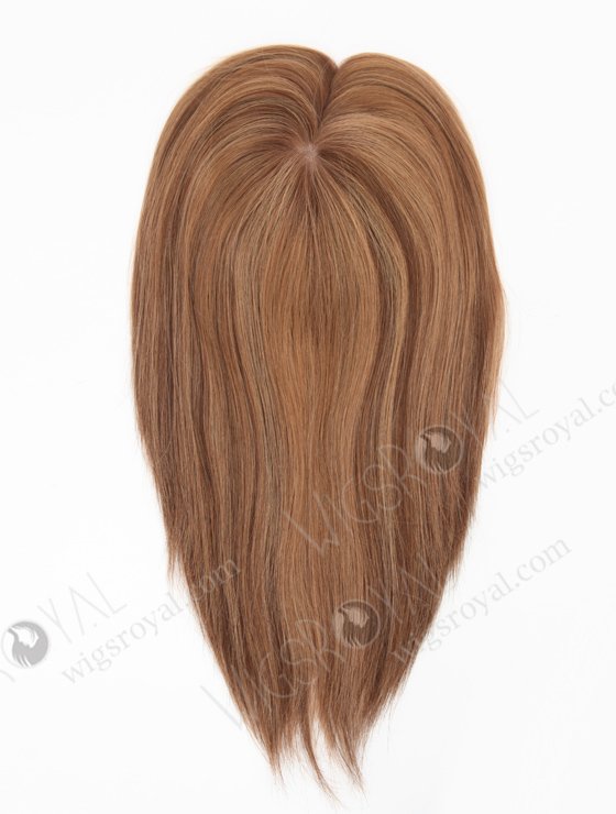 In Stock 5.5"*6.5" European Virgin Hair 12" All One Length Straight #8a/4/9 With Roots #4 Color Silk Top Hair Topper-156-22884