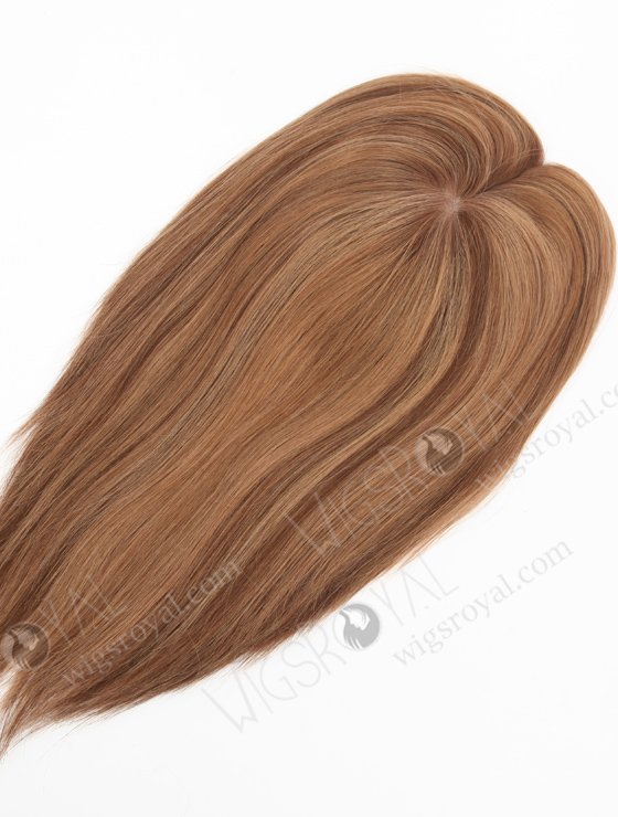 In Stock 5.5"*6.5" European Virgin Hair 12" All One Length Straight #8a/4/9 With Roots #4 Color Silk Top Hair Topper-156-22885
