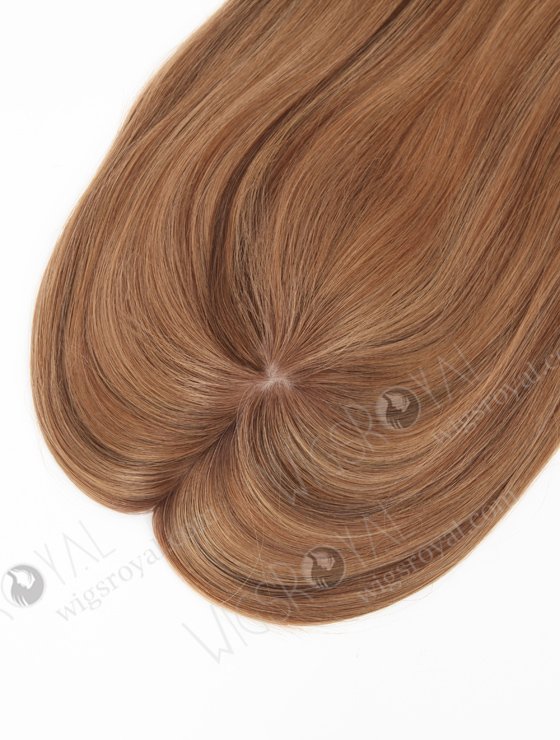 In Stock 5.5"*6.5" European Virgin Hair 12" All One Length Straight #8a/4/9 With Roots #4 Color Silk Top Hair Topper-156-22887