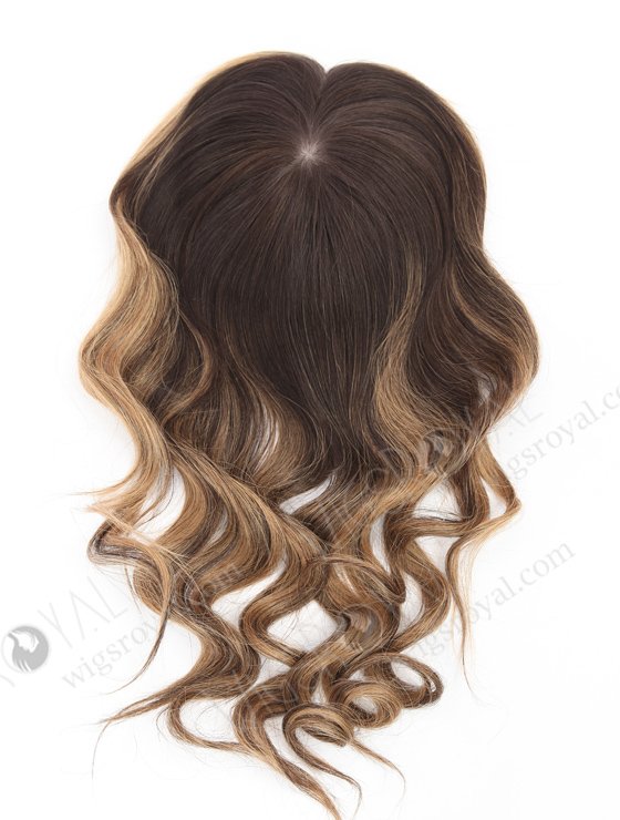 In Stock 5.5"*6.5" European Virgin Hair 18" Slight Wave #2/8/25 With Roots #2 Color Silk Top Hair Topper-130-22911