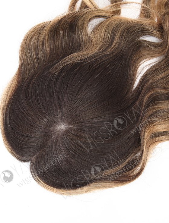In Stock 5.5"*6.5" European Virgin Hair 18" Slight Wave #2/8/25 With Roots #2 Color Silk Top Hair Topper-130-22913