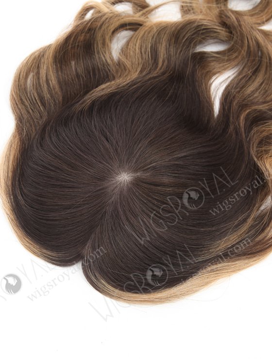 In Stock 5.5"*6.5" European Virgin Hair 18" Slight Wave #2/8/25 With Roots #2 Color Silk Top Hair Topper-130-22915