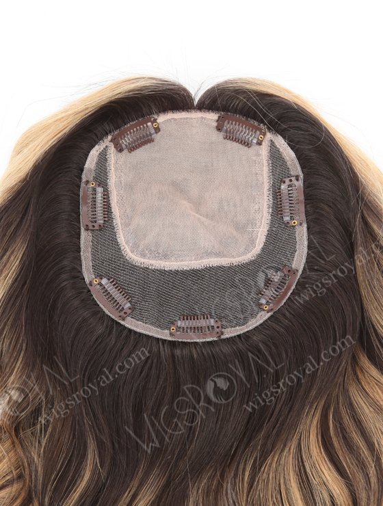 In Stock 5.5"*6.5" European Virgin Hair 18" Slight Wave #2/8/25 With Roots #2 Color Silk Top Hair Topper-130-22916