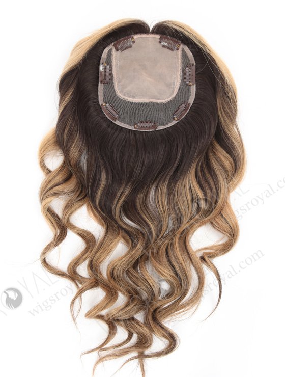 In Stock 5.5"*6.5" European Virgin Hair 18" Slight Wave #2/8/25 With Roots #2 Color Silk Top Hair Topper-130-22917