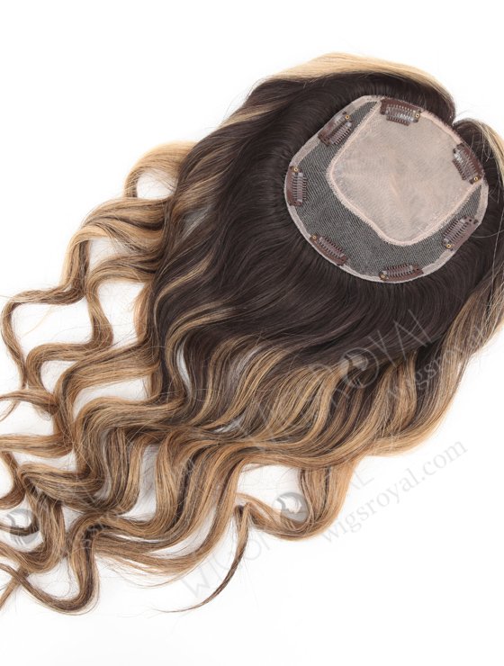 In Stock 5.5"*6.5" European Virgin Hair 18" Slight Wave #2/8/25 With Roots #2 Color Silk Top Hair Topper-130-22918