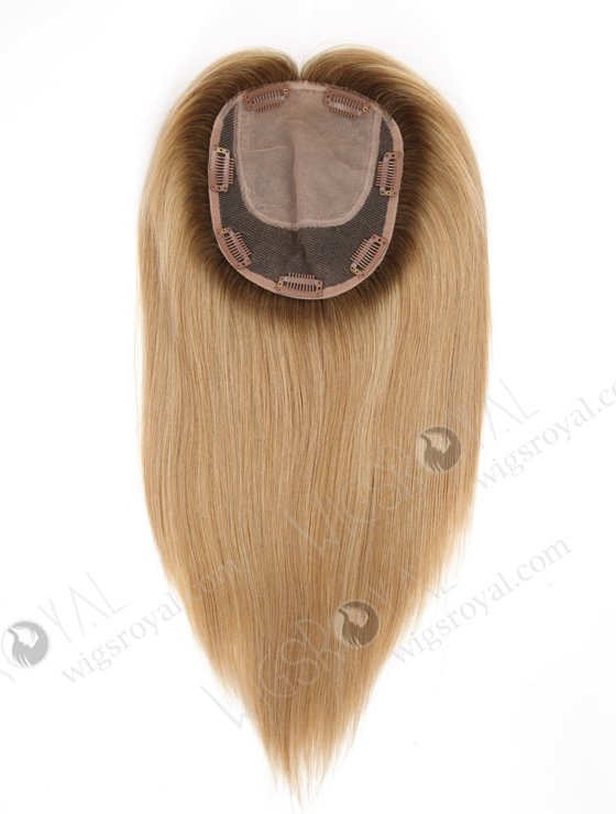In Stock 5.5"*6.5" European Virgin Hair 12" All One Length Straight #8/25/60,Roots #9 Color Silk Top Hair Topper-150-22905