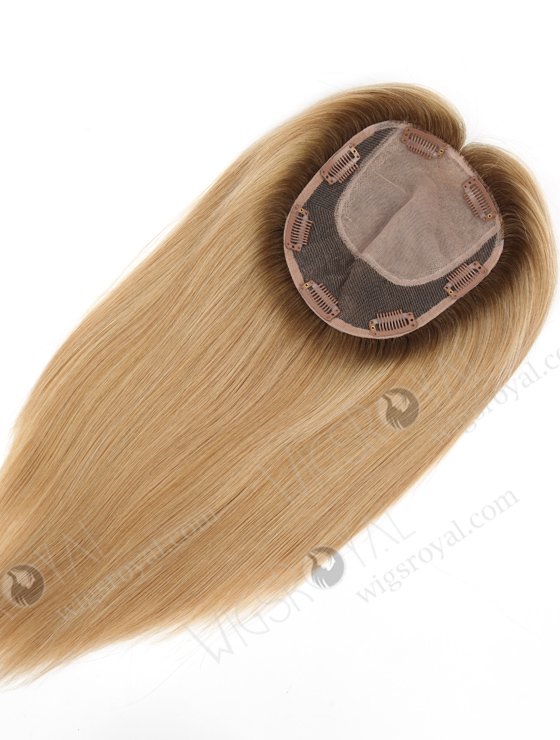 In Stock 5.5"*6.5" European Virgin Hair 12" All One Length Straight #8/25/60,Roots #9 Color Silk Top Hair Topper-150-22907