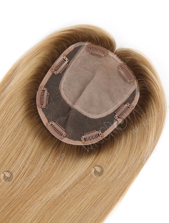 In Stock 5.5"*6.5" European Virgin Hair 12" All One Length Straight #8/25/60,Roots #9 Color Silk Top Hair Topper-150-22908