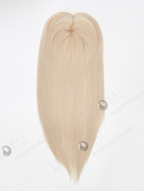 In Stock 5.5"*6.5" European Virgin Hair 16" All One Length Straight White Color Silk Top Hair Topper-153-22891
