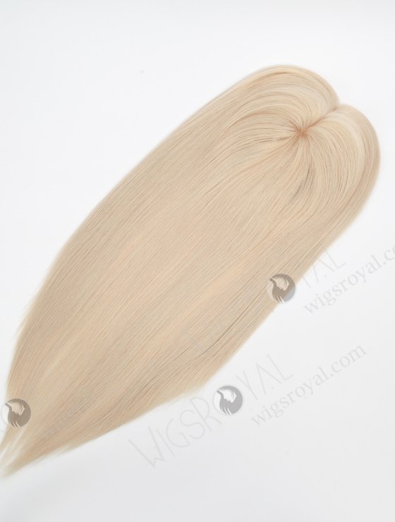 In Stock 5.5"*6.5" European Virgin Hair 16" All One Length Straight White Color Silk Top Hair Topper-153-22892