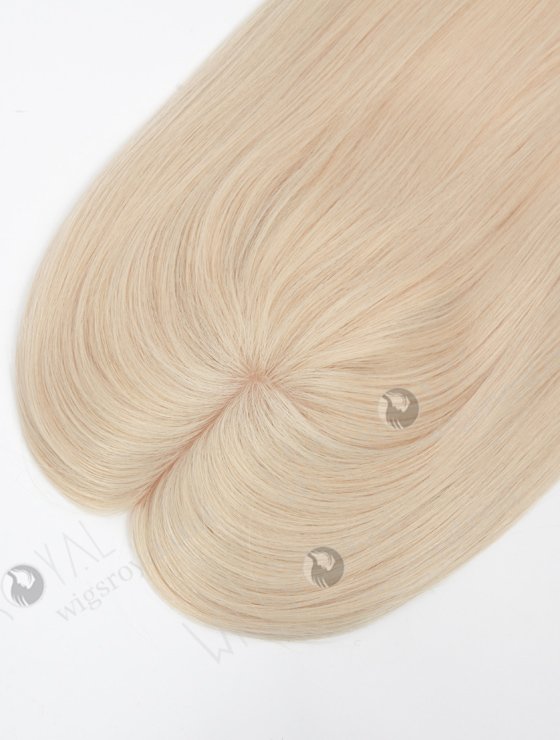 In Stock 5.5"*6.5" European Virgin Hair 16" All One Length Straight White Color Silk Top Hair Topper-153-22893