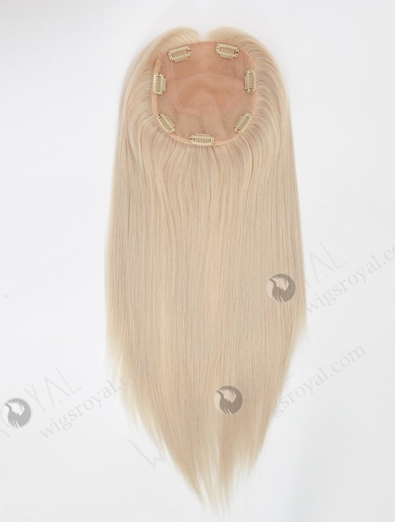 In Stock 5.5"*6.5" European Virgin Hair 16" All One Length Straight White Color Silk Top Hair Topper-153-22895