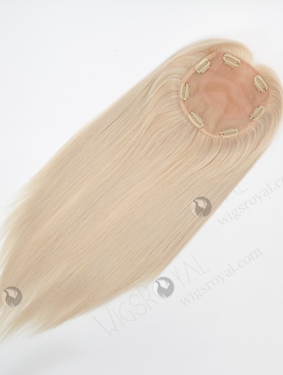 In Stock 5.5"*6.5" European Virgin Hair 16" All One Length Straight White Color Silk Top Hair Topper-153-22898
