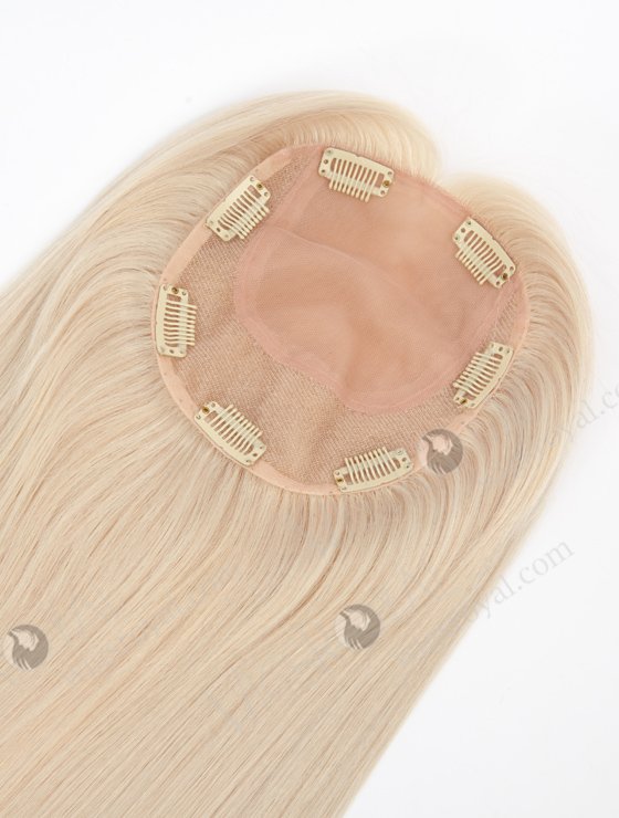 In Stock 5.5"*6.5" European Virgin Hair 16" All One Length Straight White Color Silk Top Hair Topper-153-22897