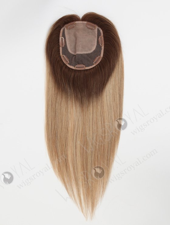 In Stock 5.5"*6.5" European Virgin Hair 16" Straight B116 Color Silk Top Hair Topper-129-23133
