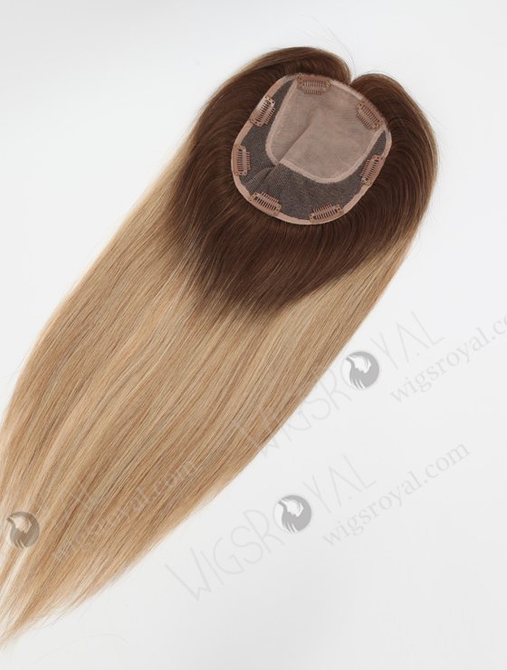 In Stock 5.5"*6.5" European Virgin Hair 16" Straight B116 Color Silk Top Hair Topper-129-23134