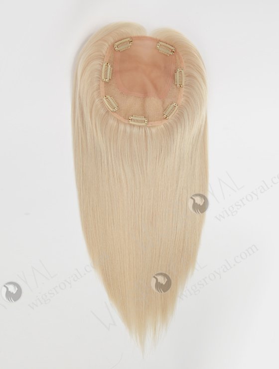 In Stock 5.5"*6.5" European Virgin Hair 12" All One Length Straight White Color Silk Top Hair Topper-152-23143