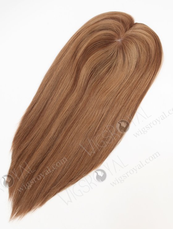In Stock 5.5"*6.5" European Virgin Hair 16" All One Length Straight #8a/4/9 With Roots #4 Color Silk Top Hair Topper-157-23254