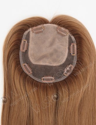 In Stock 5.5"*6.5" European Virgin Hair 16" All One Length Straight #8a/4/9 With Roots #4 Color Silk Top Hair Topper-157