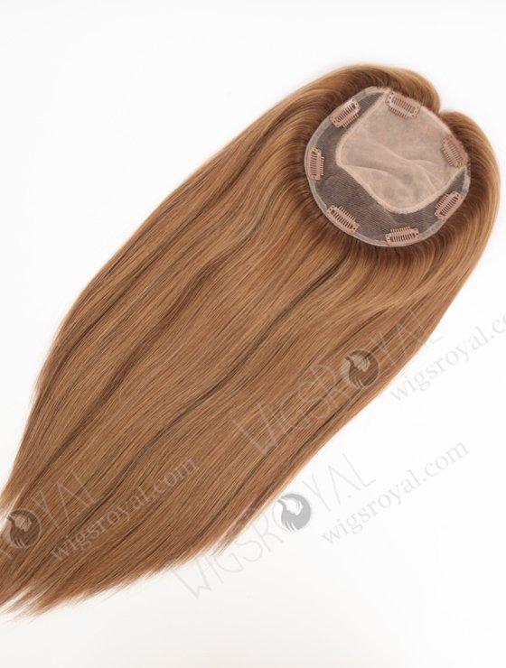In Stock 5.5"*6.5" European Virgin Hair 16" All One Length Straight #8a/4/9 With Roots #4 Color Silk Top Hair Topper-157-23260