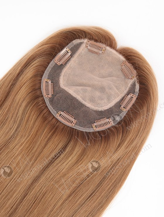 In Stock 5.5"*6.5" European Virgin Hair 16" All One Length Straight #8a/4/9 With Roots #4 Color Silk Top Hair Topper-157-23259
