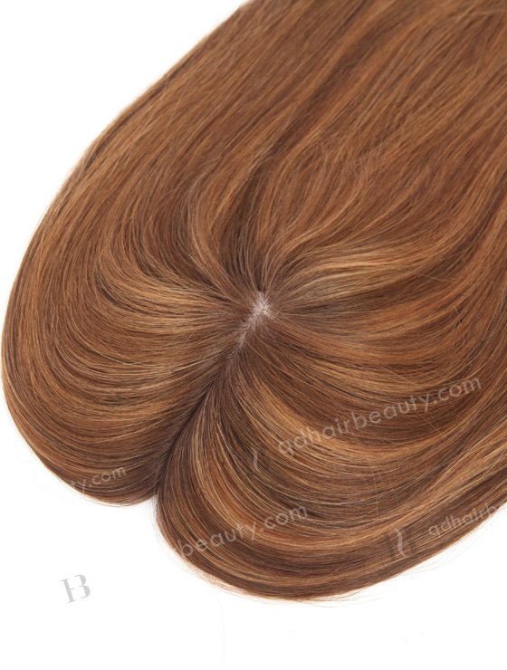 In Stock 5.5"*6.5" European Virgin Hair 12" All One Length Straight T3/4# with T3/10# highlights Color Silk Top Hair Topper-154-23245