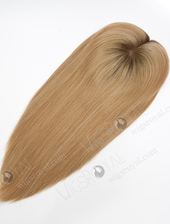 In Stock 5.5"*6.5" European Virgin Hair 16" All One Length Straight #8/25/60,Roots #9 Color Silk Top Hair Topper-151-23286