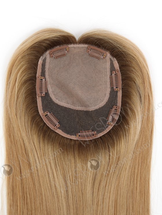 In Stock 5.5"*6.5" European Virgin Hair 16" All One Length Straight #8/25/60,Roots #9 Color Silk Top Hair Topper-151-23291
