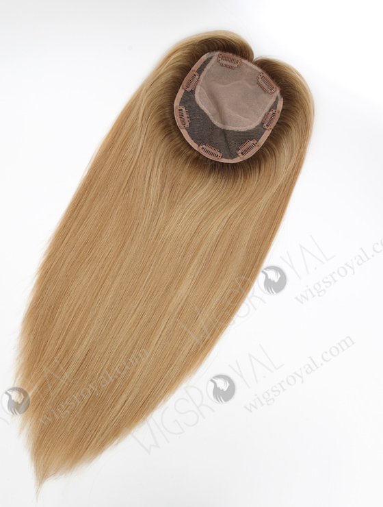 In Stock 5.5"*6.5" European Virgin Hair 16" All One Length Straight #8/25/60,Roots #9 Color Silk Top Hair Topper-151-23292